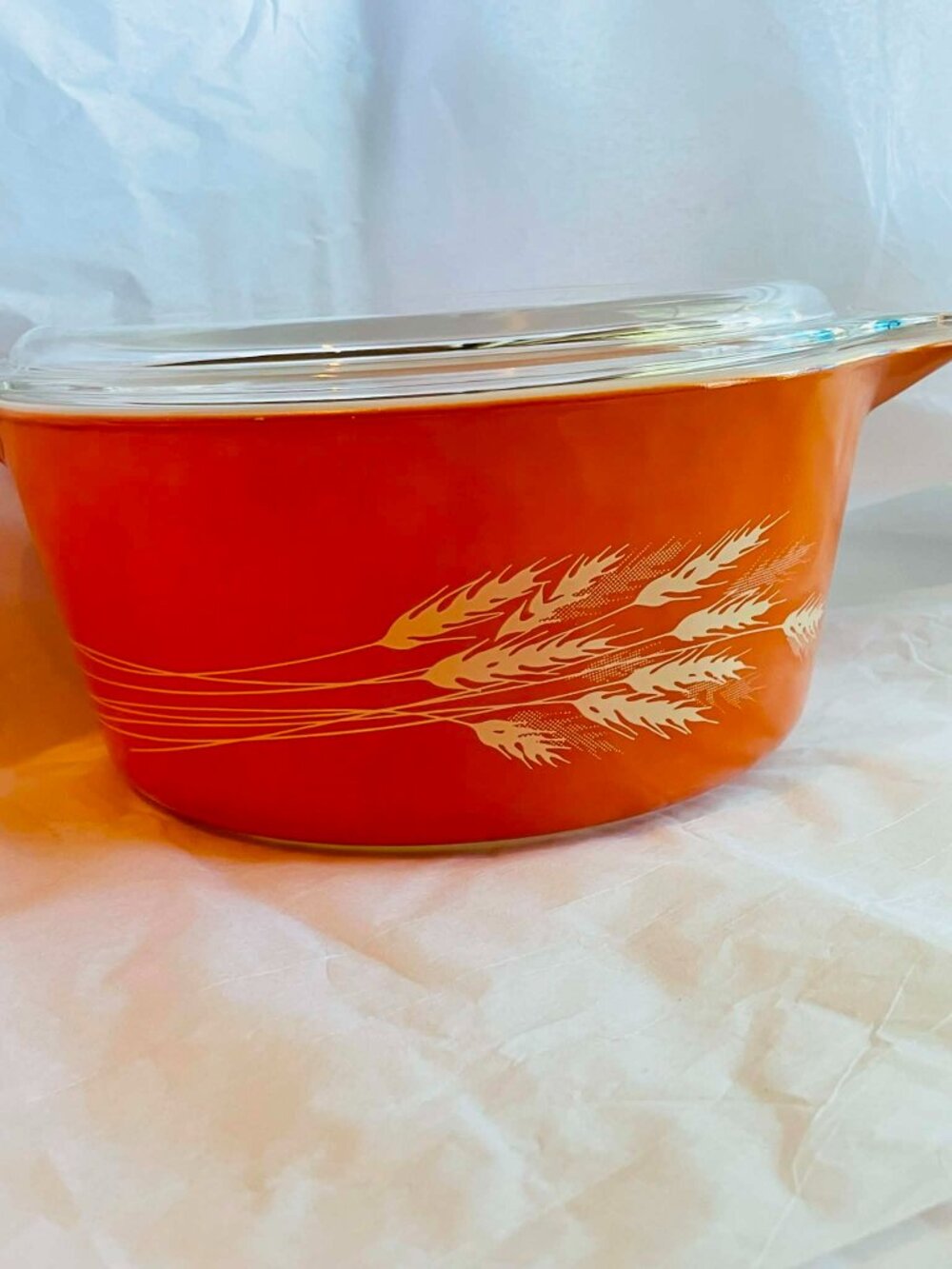PYREX Autumn Harvest 474-B 1.5 Qt Casserole WITH LID VINTAGE wheat
